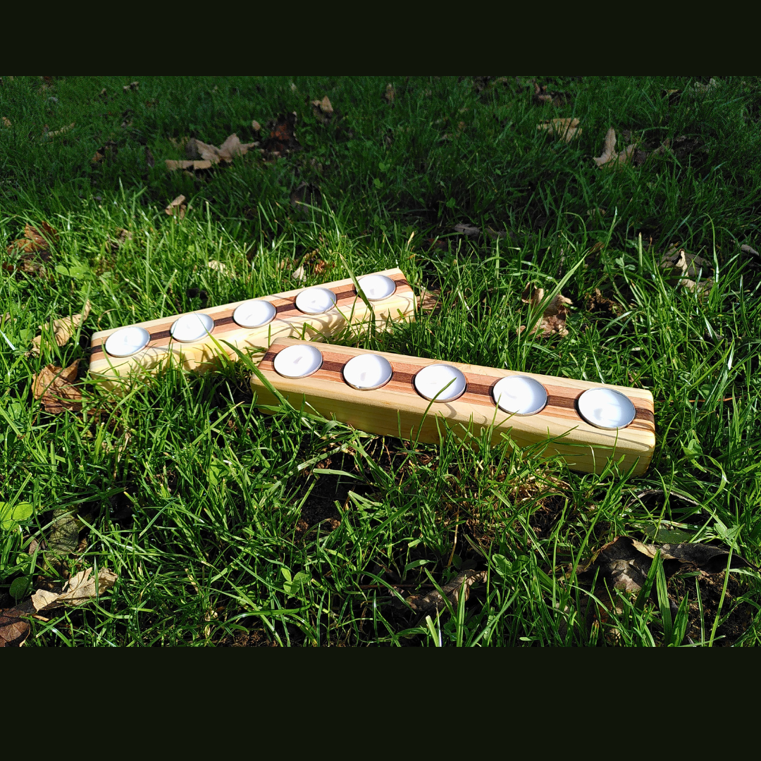 Porte bougies en bois de récupération
