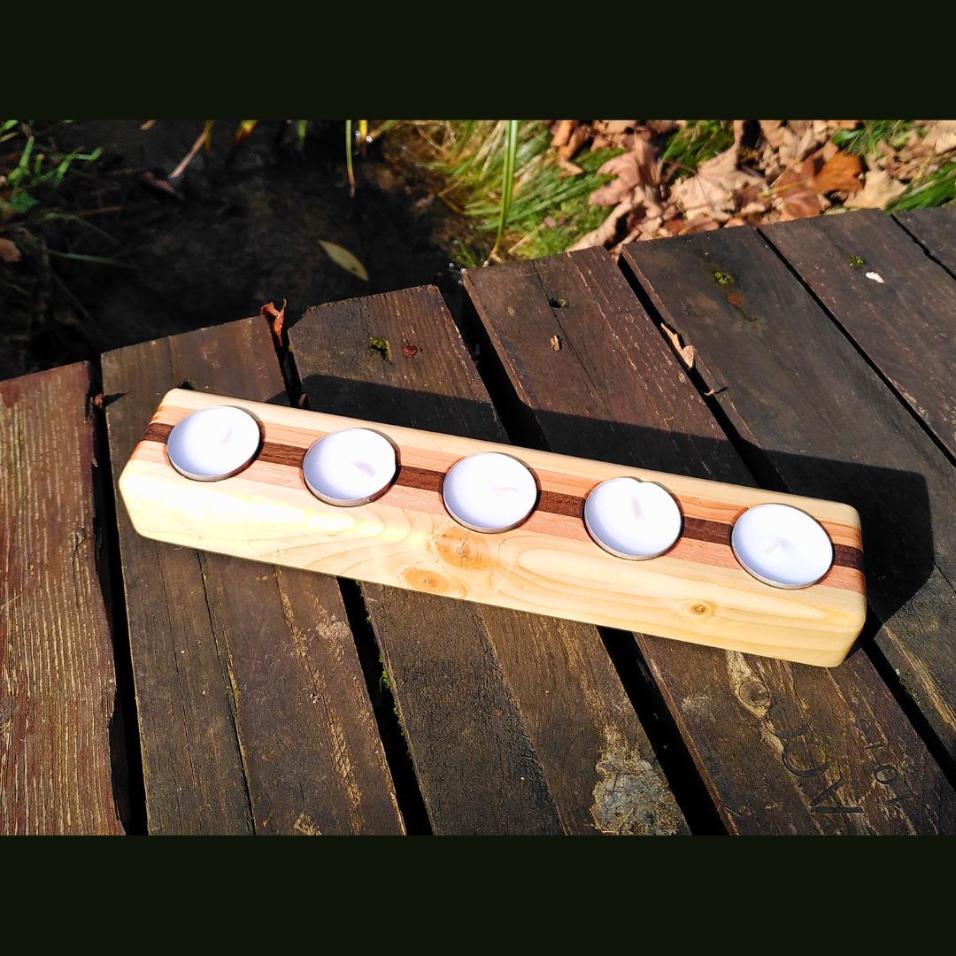 Porte bougies en bois de récupération