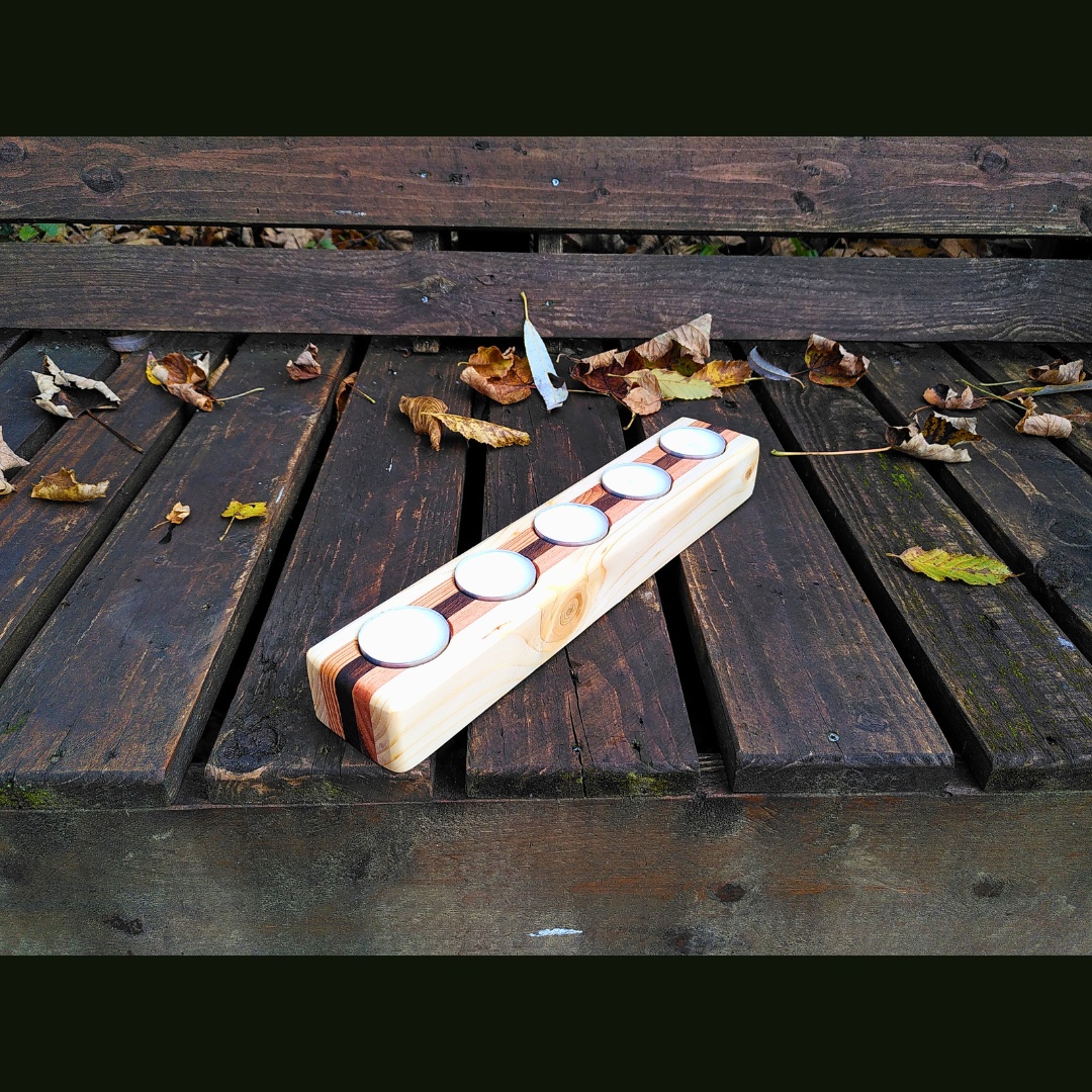 Porte bougies en bois de récupération