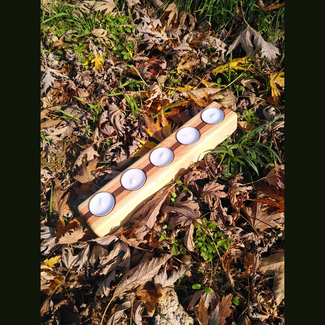 Porte bougies en bois de récupération