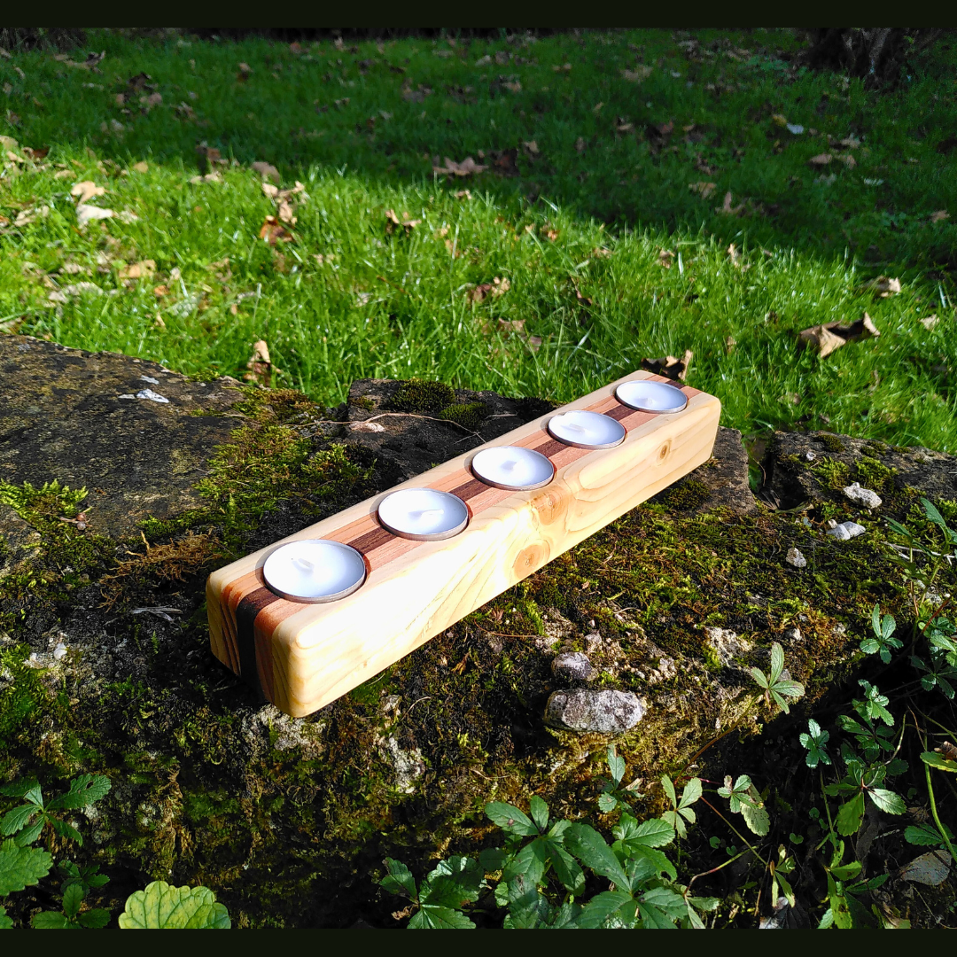 Porte bougies en bois de récupération