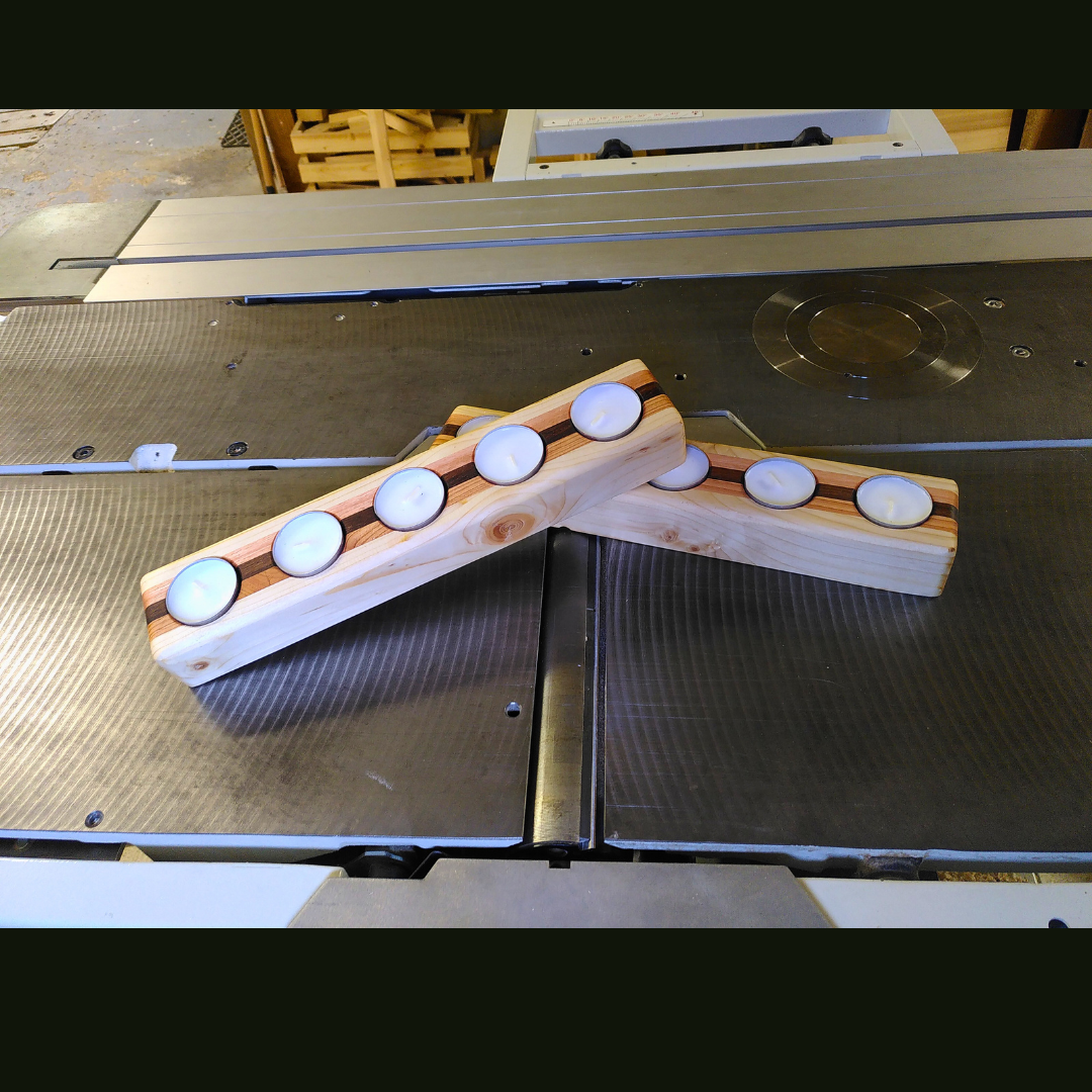 Porte bougies en bois de récupération